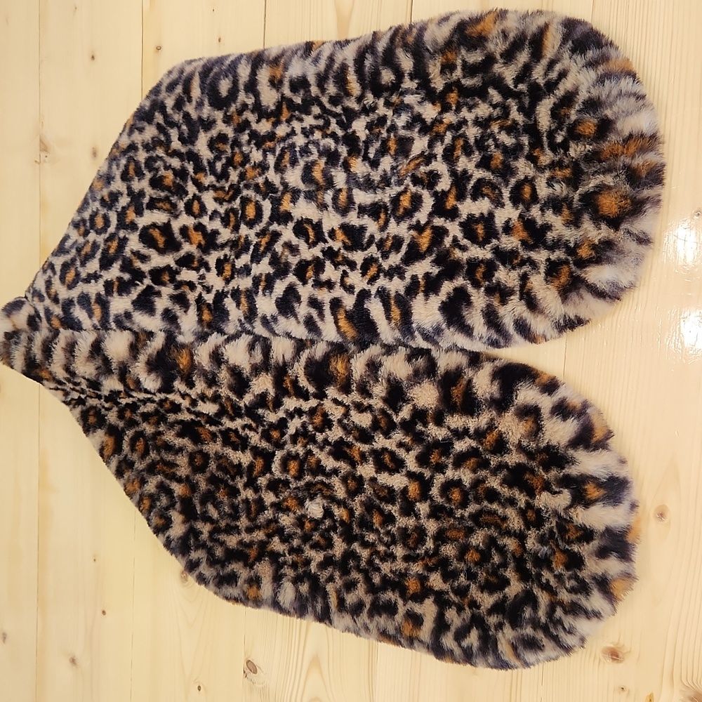 Zara Leopard Print Wrap Scarf Stole Faux Fur - Picture 7 of 12